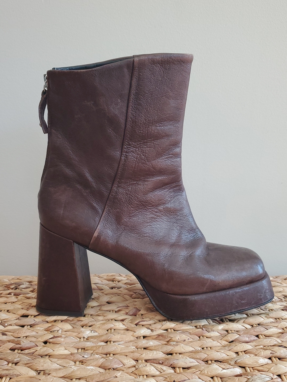 Women’s Brown Leather Platform Ankle Boots